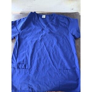 B Scrubs Medical Nursing Top Womens Tag Size 1X Blue Pullover Short Sleeve